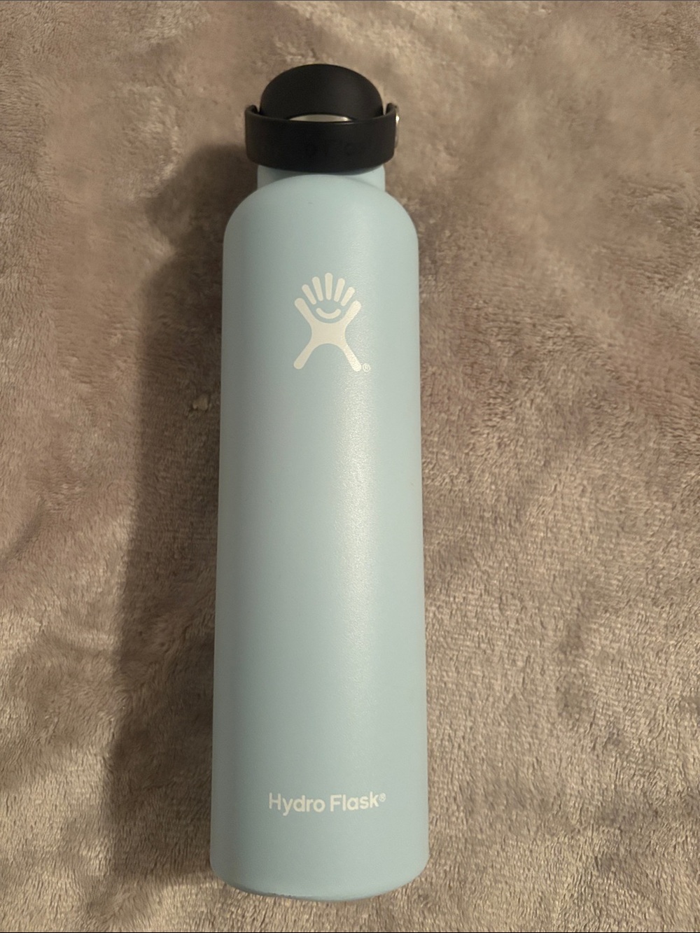 Hydro Flask Powder Blue Stainless Steel Bottle with Black Lid